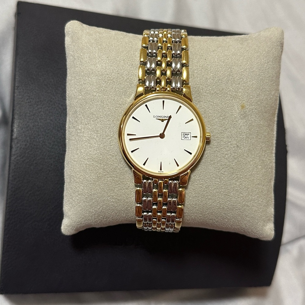 Longines two-tone white dial Les Grandes classic watch